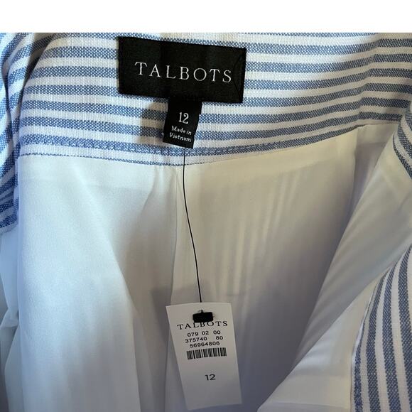 NWT: TALBOTS Blue White Linen Blend Wide Leg Crop Pants‎ 12 (K348) - Picture 10 of 11